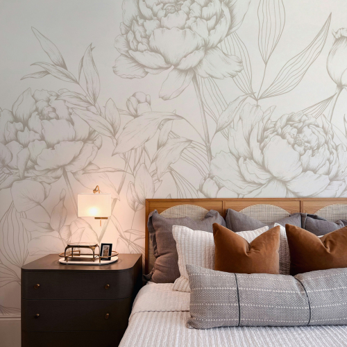 Panorama-Wallpaper Caresse de Pivoines - Elegante blumige Wanddekoration
