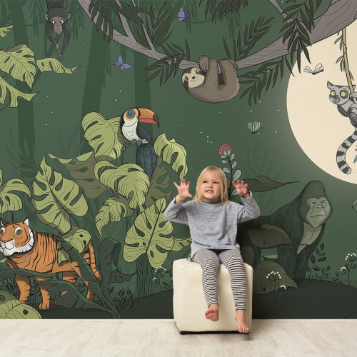 Panoramic wallpaper Jungle colors