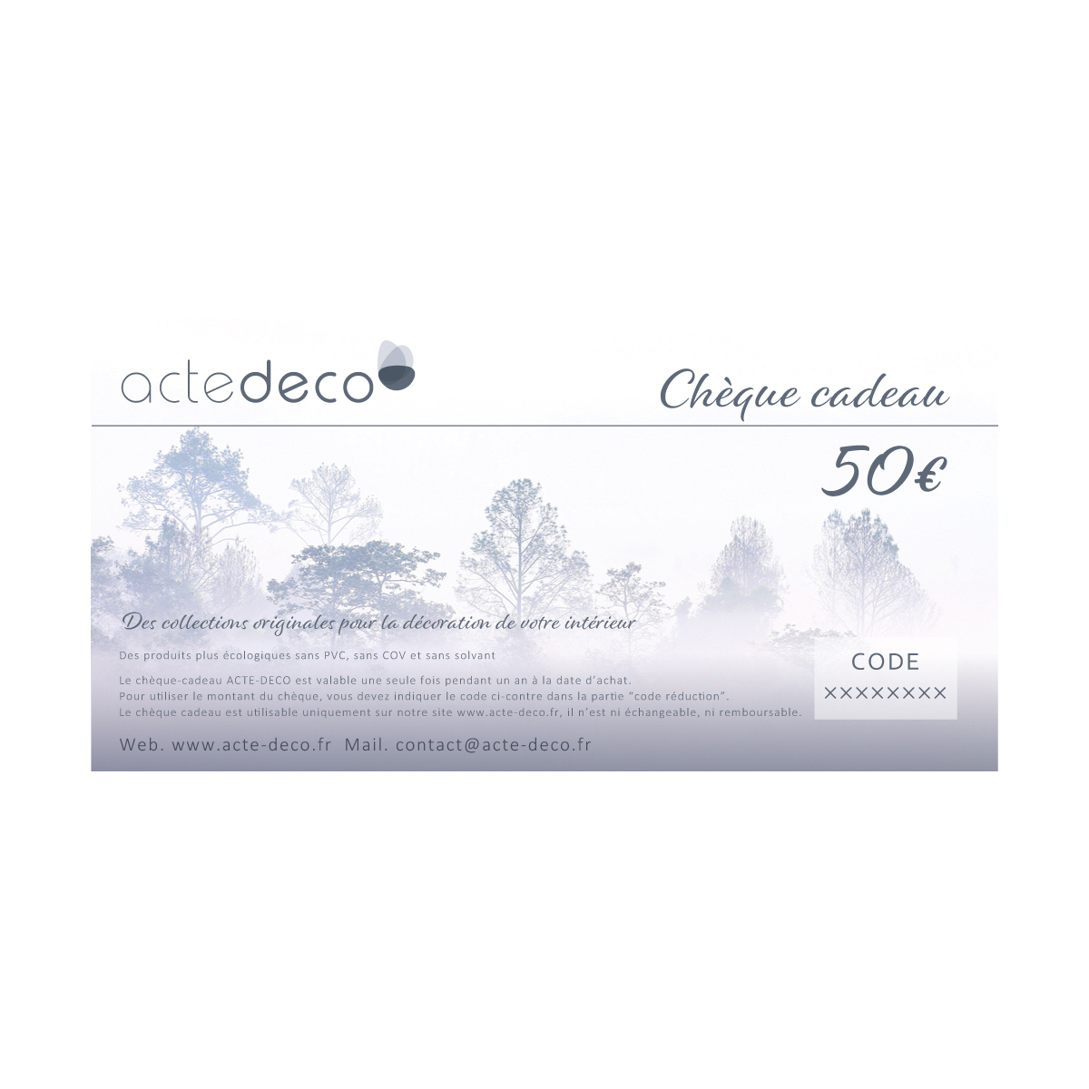 Chèque cadeau de 50 €