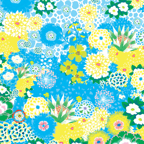Papier-peint Champs de fleurs printanier bleu par Peggy Nille