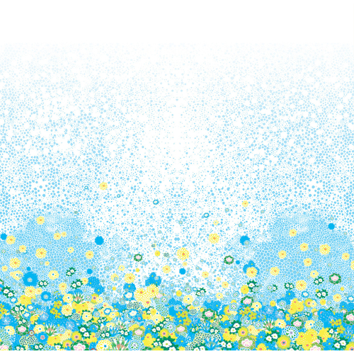Tapete Blumenfelder des blauen Frühlings