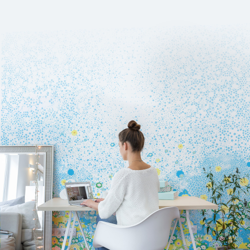 Papel pintado Campos de flores azules de primavera