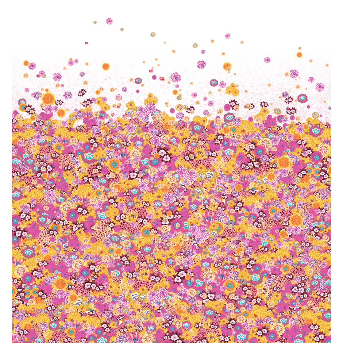 Papel pintado panorámico Campos de flores rosas de primavera Peggy Nille