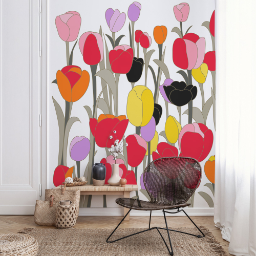 Panoramic wallpaper Tulips