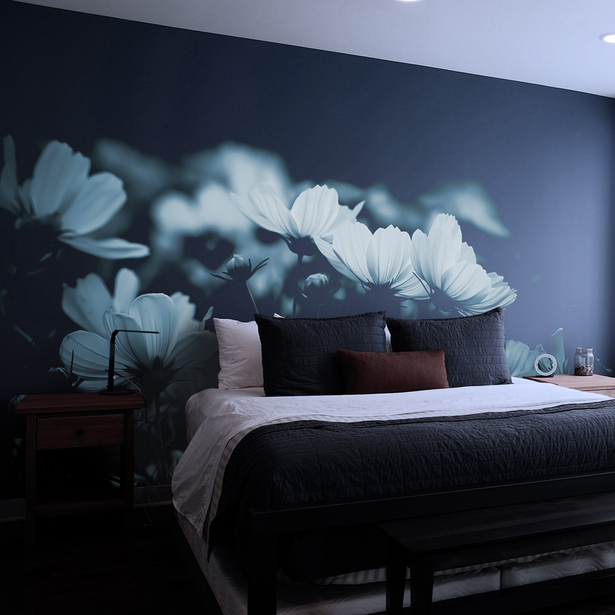 Panoramic cosmos flowers wallpaper - Acte-Deco