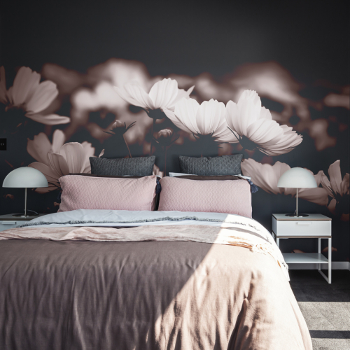 Panoramic cosmos flowers wallpaper - Acte-Deco