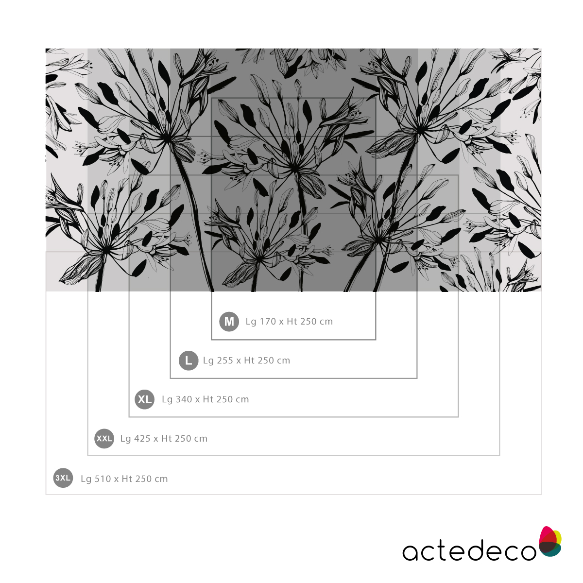 Papier peint panoramique fleurs - graphique - Acte-Deco