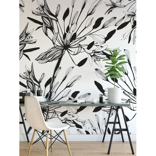 Papier peint panoramique fleurs - graphique - Acte-Deco