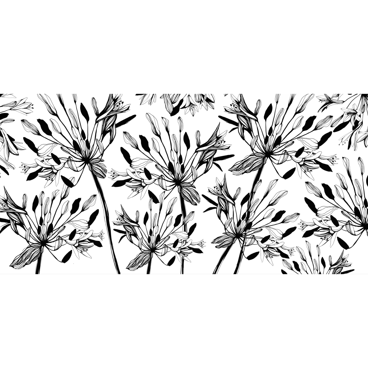 Papier peint panoramique fleurs - graphique - Acte-Deco