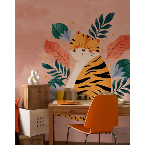 Tiger panoramic wallpaper - Marion Blanc collection - Acte-Deco