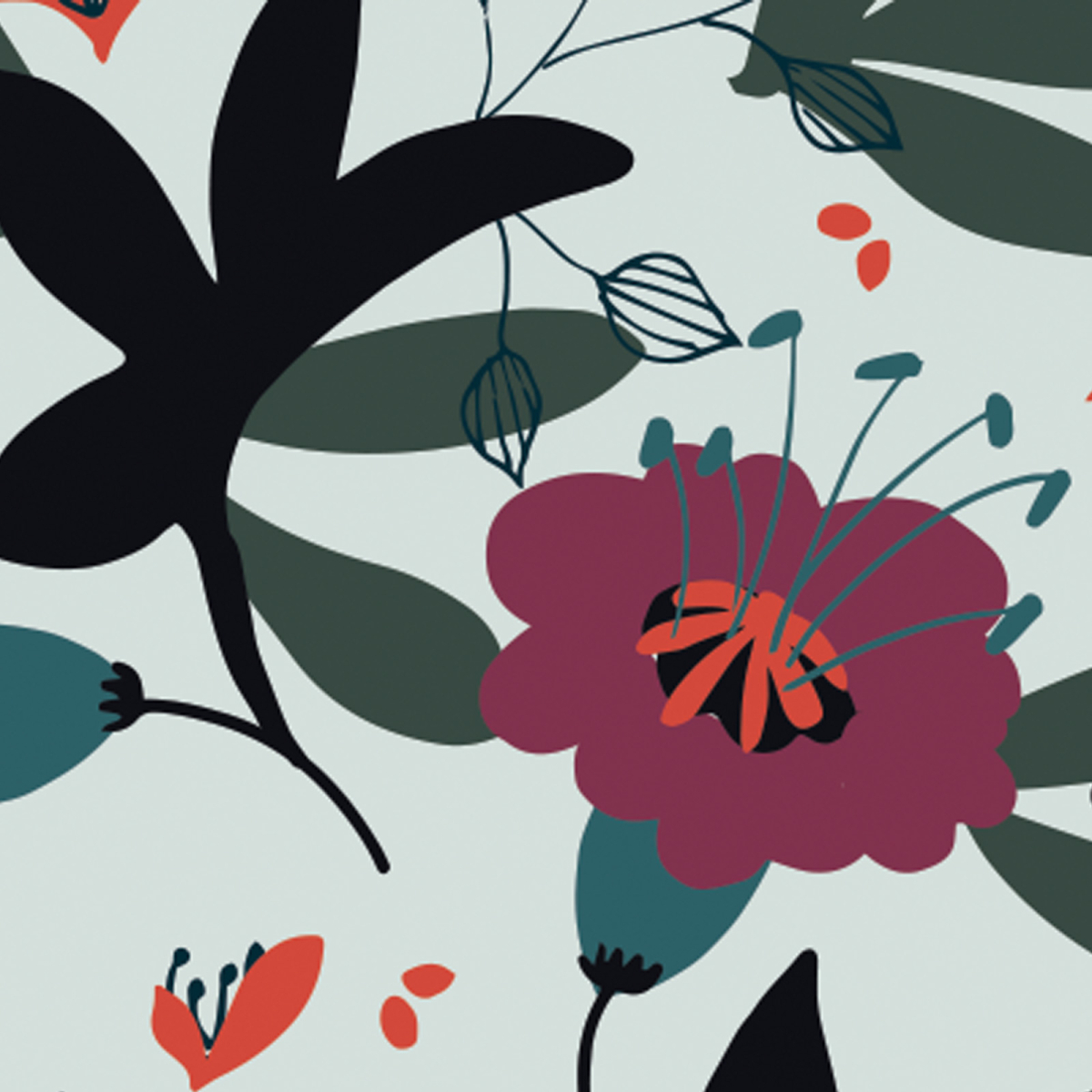 Carta da parati panoramica a motivi floreali - Collezione Petit Atelier design - Acte-Deco
