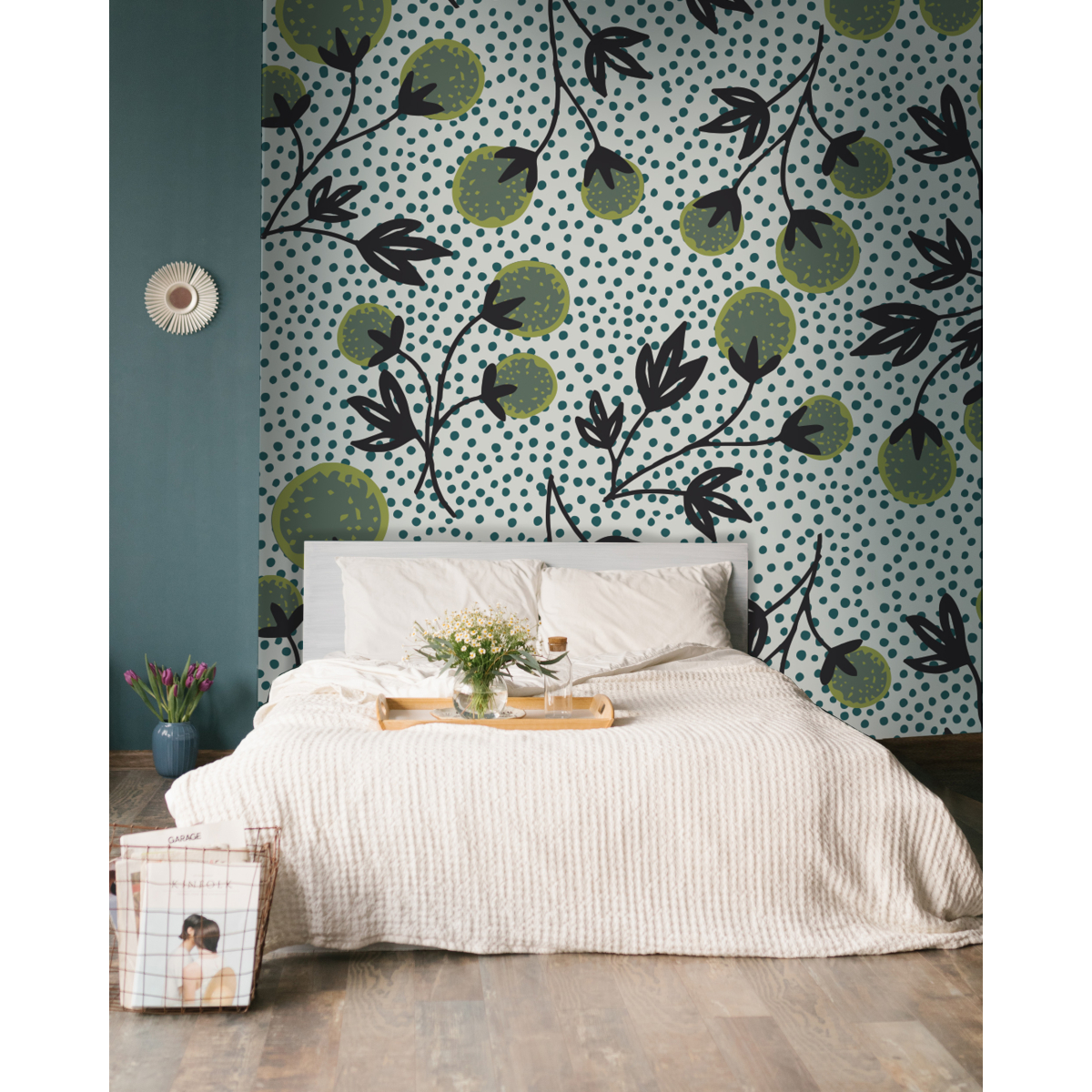 Papier peint panoramique frise fleurs pompons- Collection Petit Atelier design - Acte-Deco