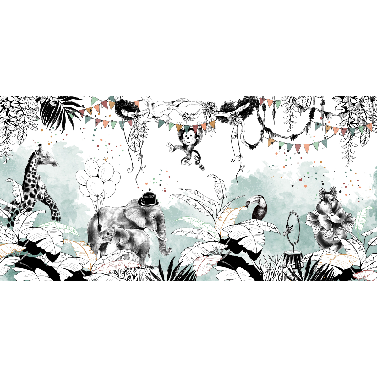 Papier peint panoramique Cirque de la jungle | Acte-Deco