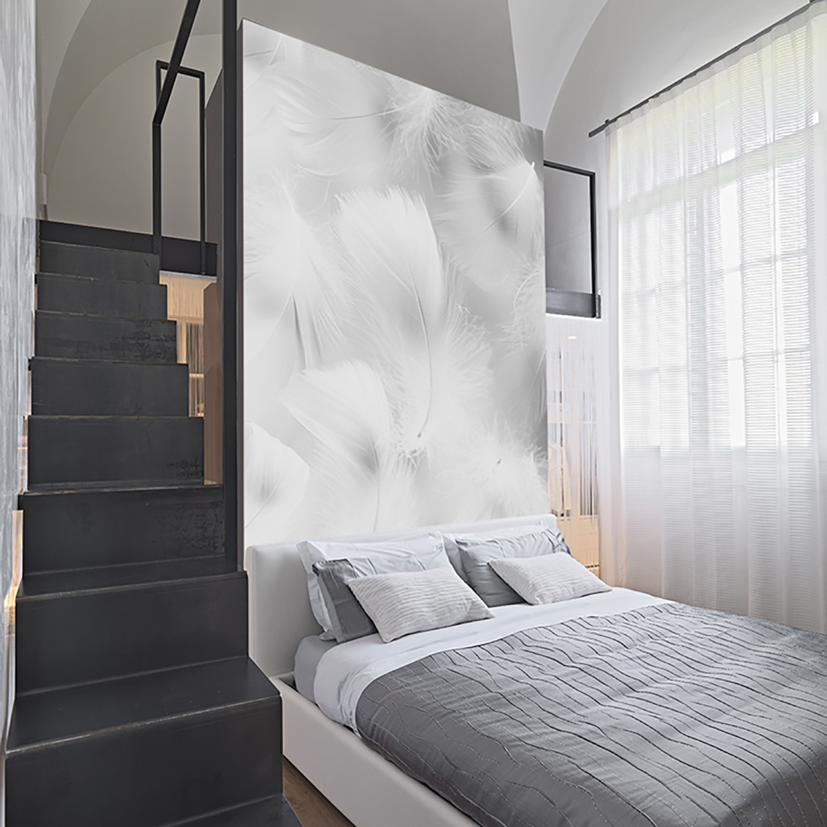 Panoramic feather wallpaper - 1 - Acte-Deco