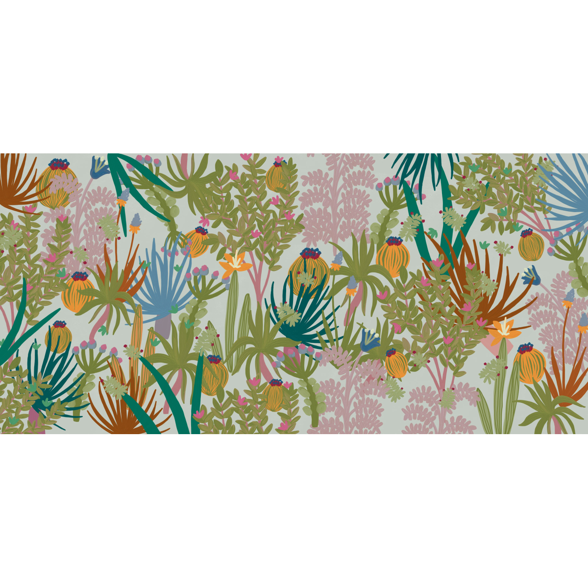 Papel pintado panoramico de vegetación de cactus - Colección Zoé Jiquel- Acte-Deco