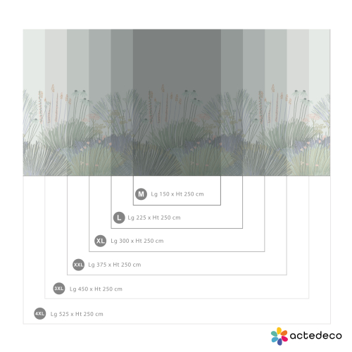 Panorama-Vliestapete Grafik Blumengarten - Kollektion Zoé Jiquel- Acte-Deco