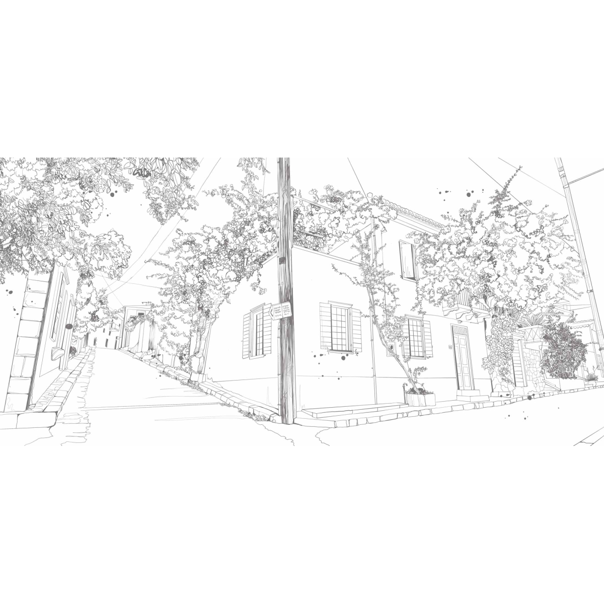 Papier peint panoramique village en fleurs - Collection Silowane - Acte-Deco