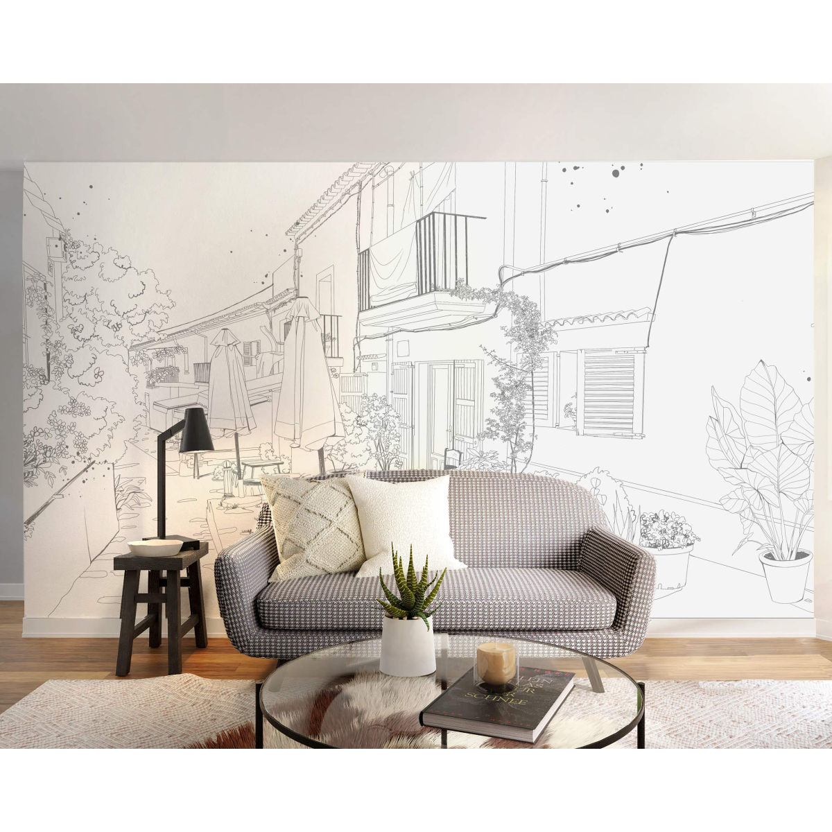 Summer terrace panoramic wallpaper - Collection Silowane - Acte-Deco