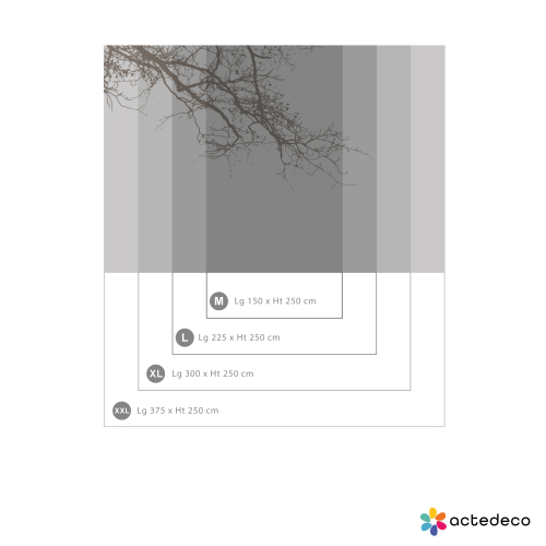 Carta da parati panoramica grafica rami astratti è una decorazione senza tempo che rimane grafica ed elegante - Collezione  Acte