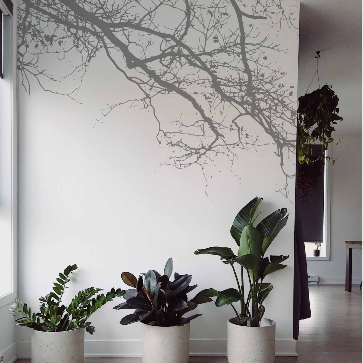 Papel pintado panoramico de ramas abstractas es una decoración atemporal que sigue siendo gráfica y elegante - Colección  Acte-D