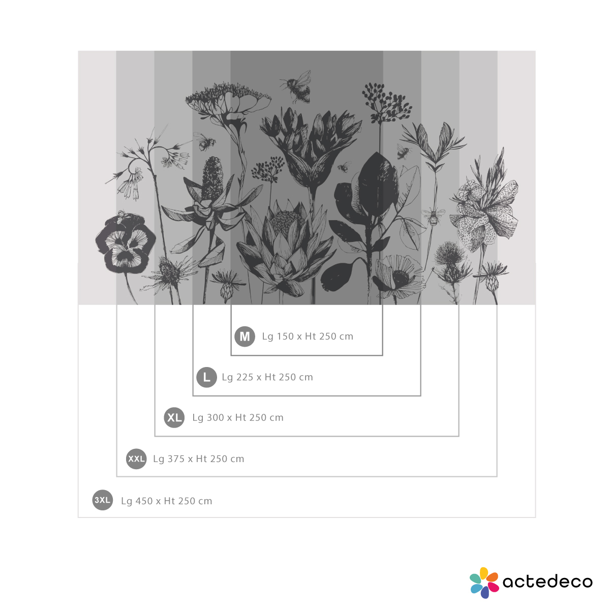 Panorama-Vliestapete grafische Feldblumen - Sammlung Silowane - Acte-Deco
