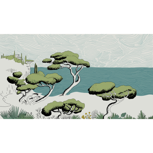 Papier peint panoramique Calanques - Collection Elisabeth Pese - Acte-Deco