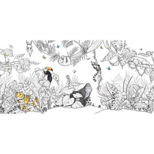 Papel pintado panoramico animales de la selva - Colección Emmanuelle Colin - Acte-Deco