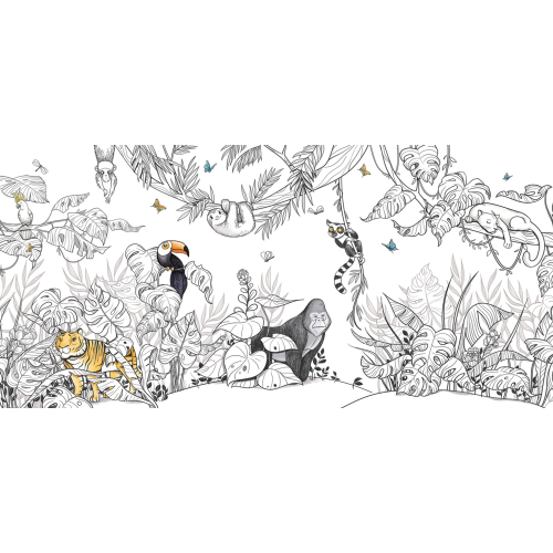 Panoramic wallpaper animals of the jungle - Emmanuelle Colin Collection - Acte-Deco