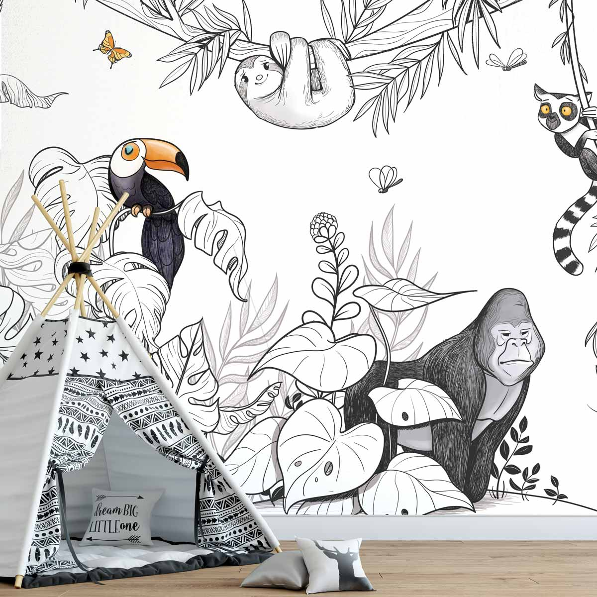 Panoramic wallpaper animals of the jungle - Emmanuelle Colin Collection - Acte-Deco