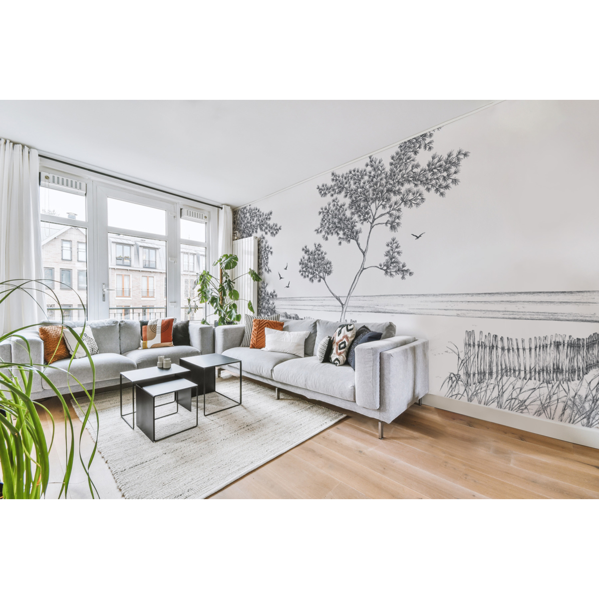 Panoramic seaside stroll wallpaper - Luluaucrayon collection Acte-Deco