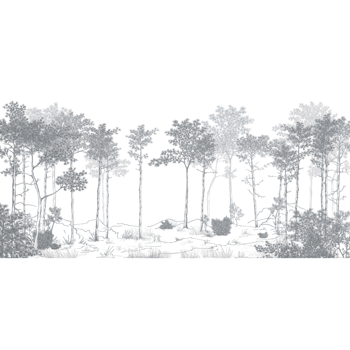Panoramic wallpaper Walk in the woods - Lulu au crayon Collection - Acte-Deco