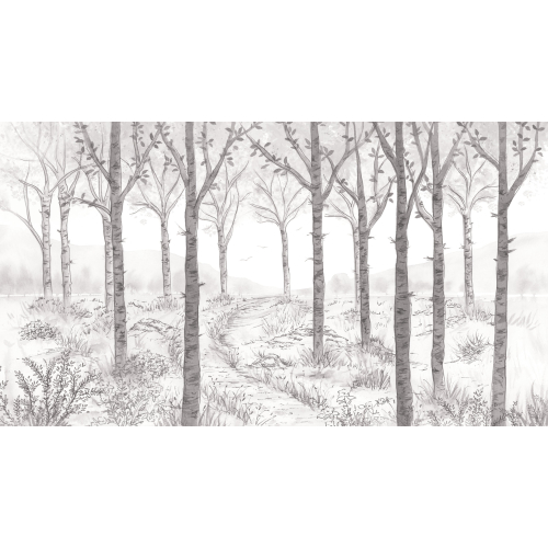 Panoramic wallpaper Birch forest landscape - Collection Noëmie Krey - Acte-Deco