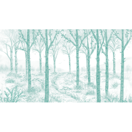 Carta da parati panoramica paesaggio forestale - Collezione Noëmie Krey - Acte-Deco