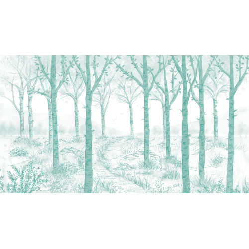 Panoramic wallpaper birch forest landscape - Noëmie Krey Collection - Acte-Deco