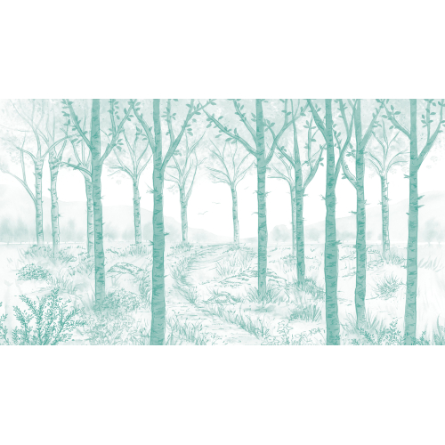 Papel pintado panoramico De bosque de abedules - Colección Noëmie Krey - Acte-Deco