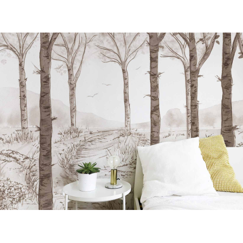 Panoramic wallpaper Birch forest landscape - Collection Noëmie Krey - Acte-Deco