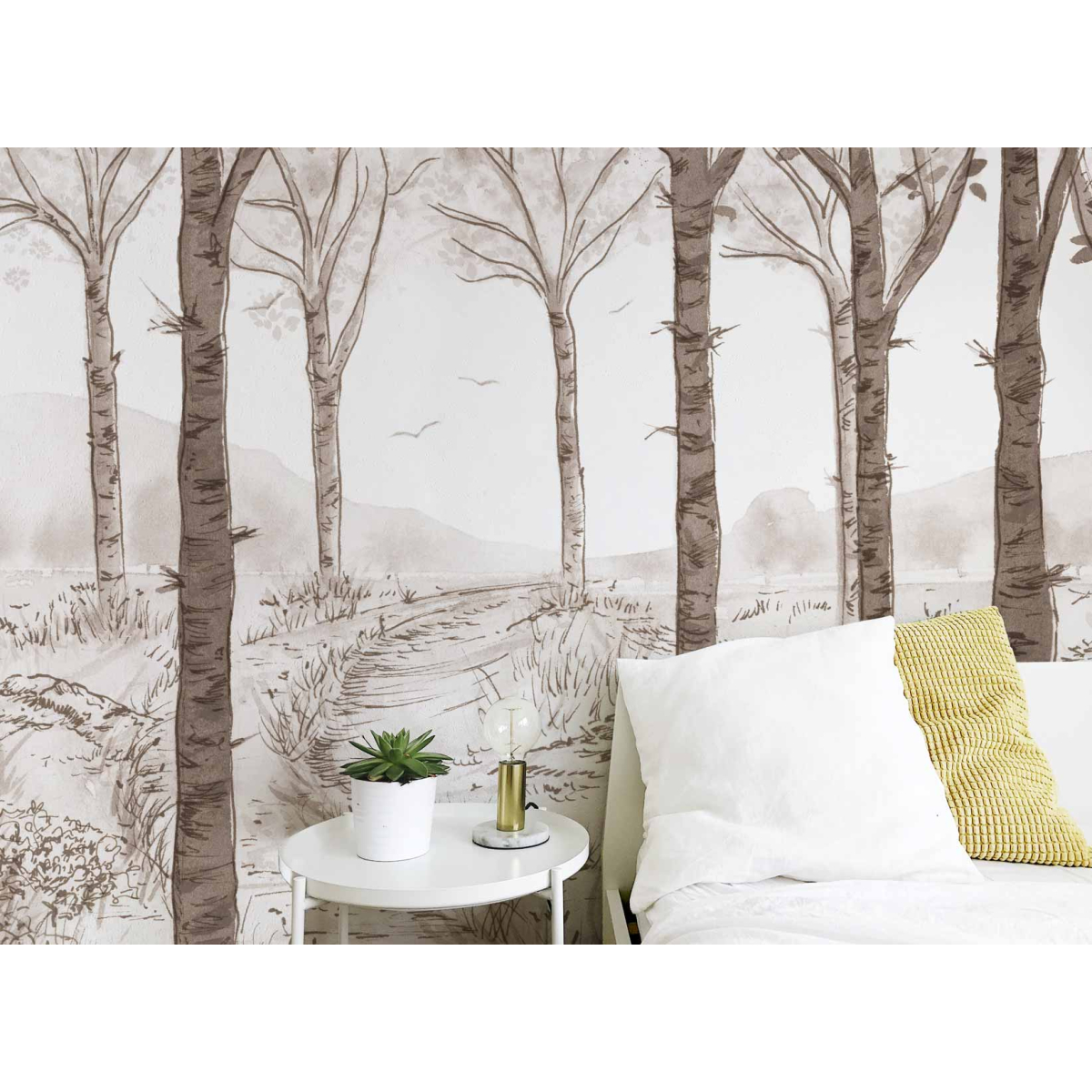Panoramic wallpaper Birch forest landscape - Collection Noëmie Krey - Acte-Deco