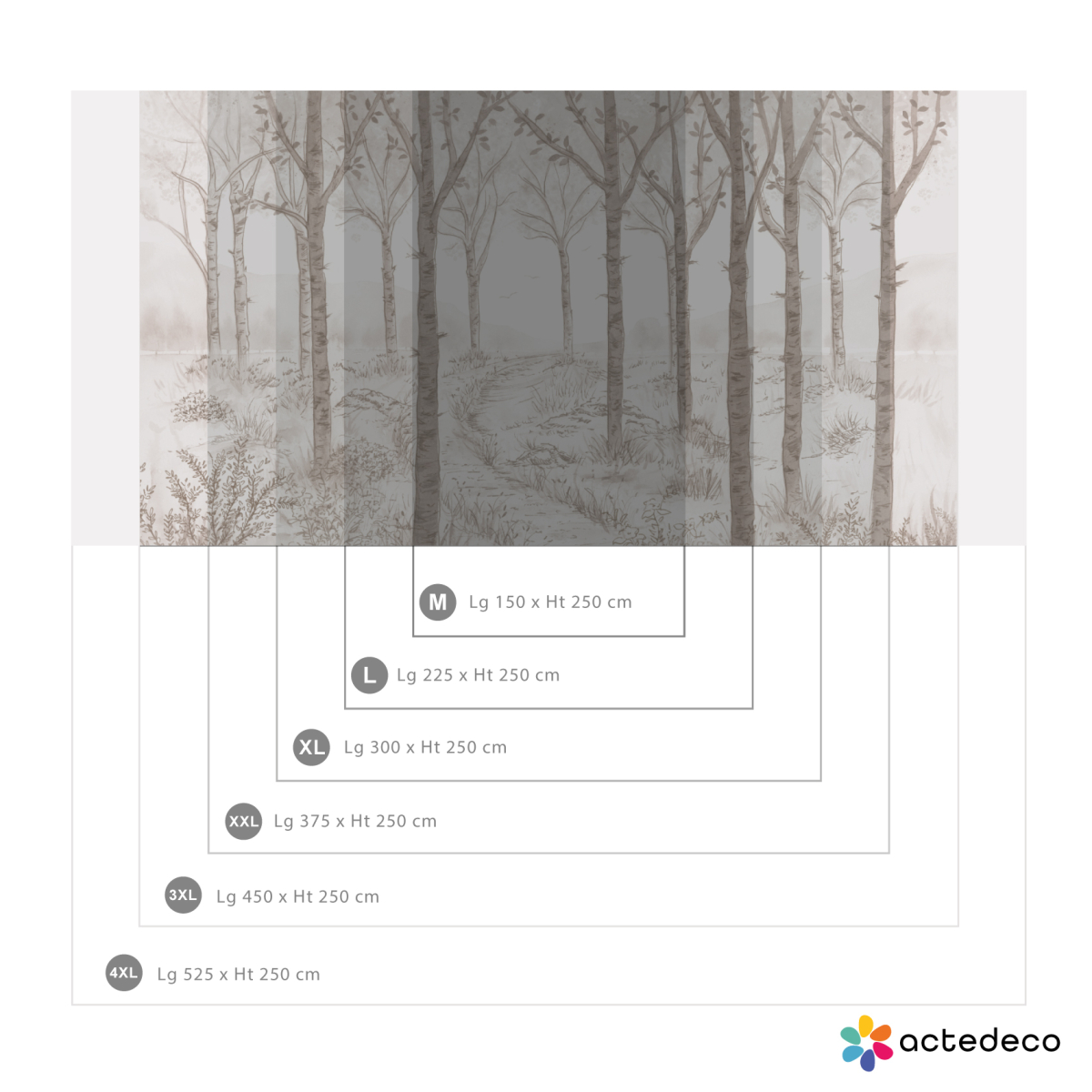 Panoramic wallpaper Birch forest landscape - Collection Noëmie Krey - Acte-Deco