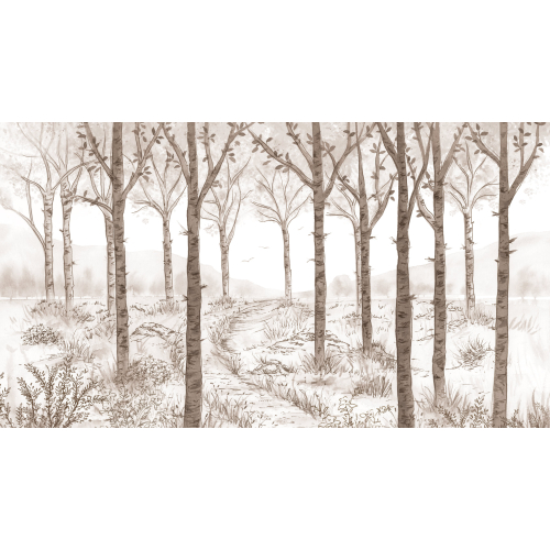 Panoramic wallpaper Birch forest landscape - Collection Noëmie Krey - Acte-Deco