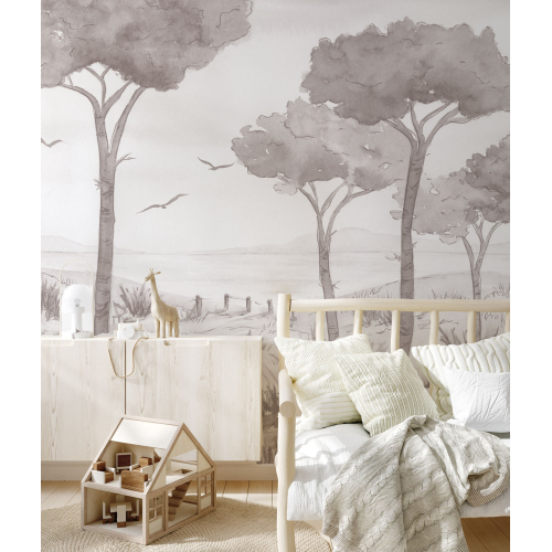 Panoramic  wallpaper pine tree landscape - Noëmie Krey Collection - Acte-Deco