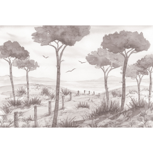 Papier peint panoramique paysage vue des pins- Collection Noëmie Krey - Acte-Deco