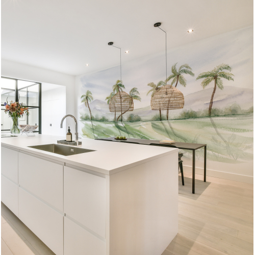 Panoramic wallpaper Palm tree landscape - Collection Noëmie Krey - Acte-Deco