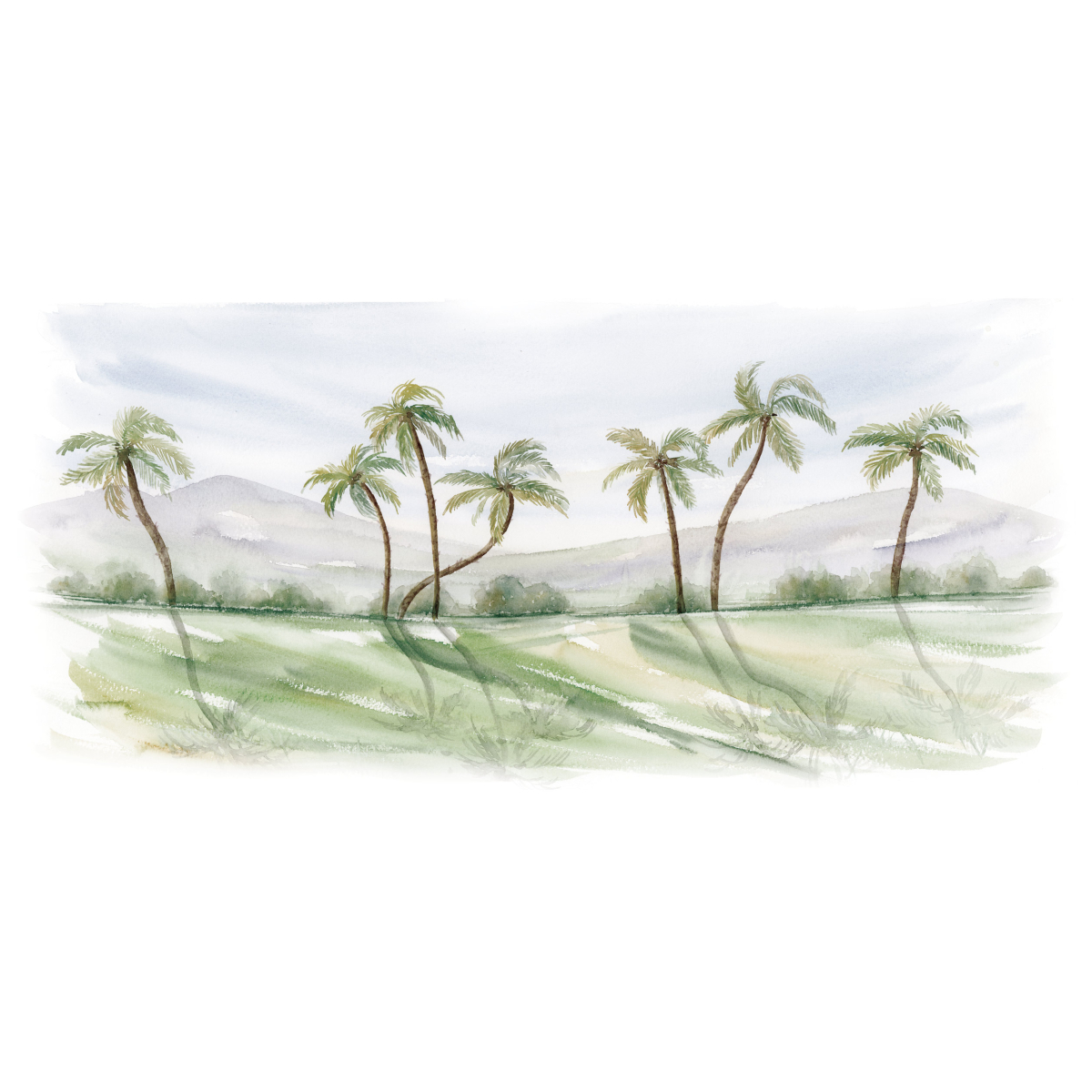 Panoramic wallpaper Palm tree landscape - Collection Noëmie Krey - Acte-Deco