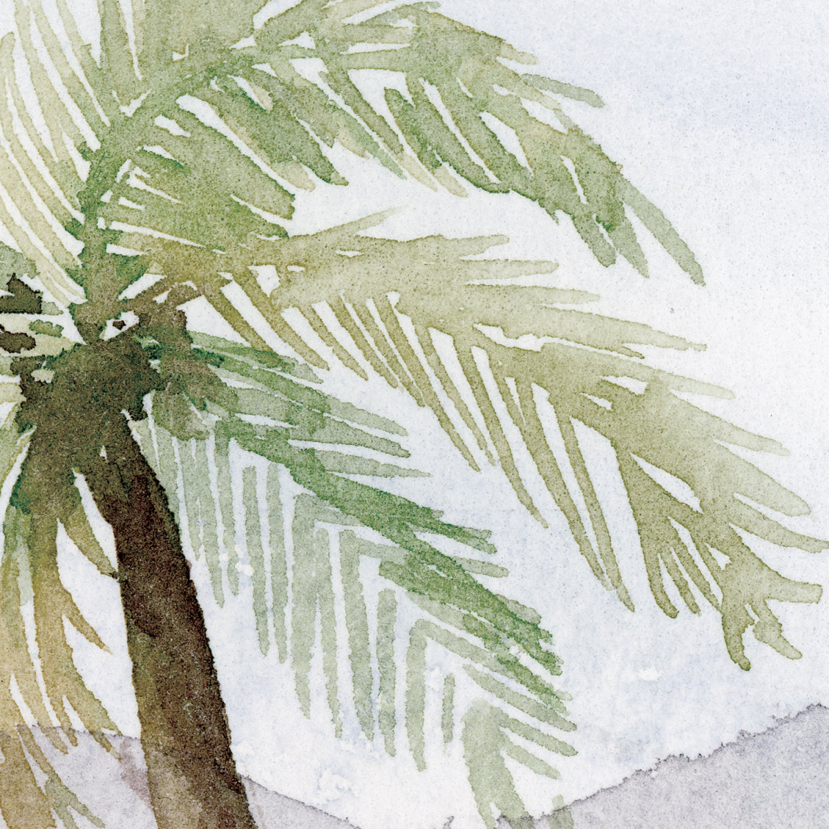 Papel pintado panoramico palmeras en acuarela - Colección Noëmie Krey - Acte-Deco
