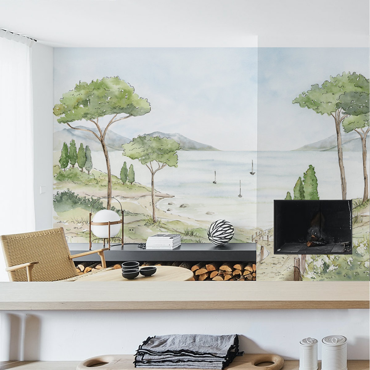 Papel pintado panoramico vista de la costa azul - Colección Noëmie Krey - Acte-Deco