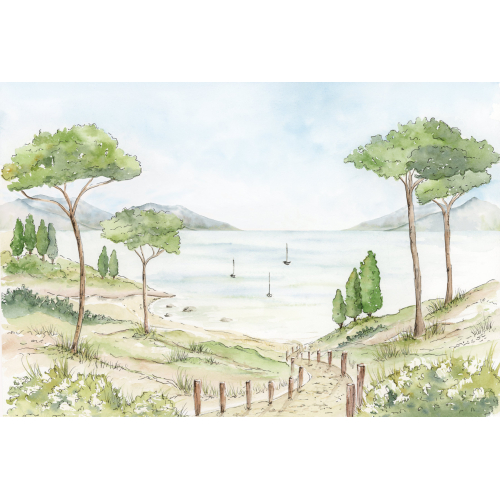 Papier peint panoramique paysage de côte d'Azur
