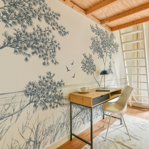 Panoramic wallpaper Balade au bord de mer - Lulu au crayon collection - Acte-Deco