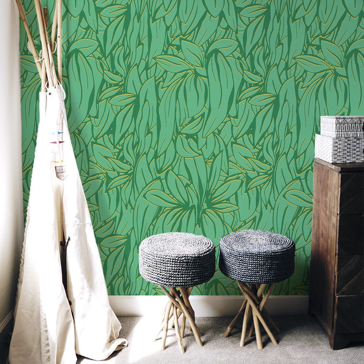 Papier peint panoramique Fantaisie végétale - Collection Lili Bambou Design - Acte-Deco