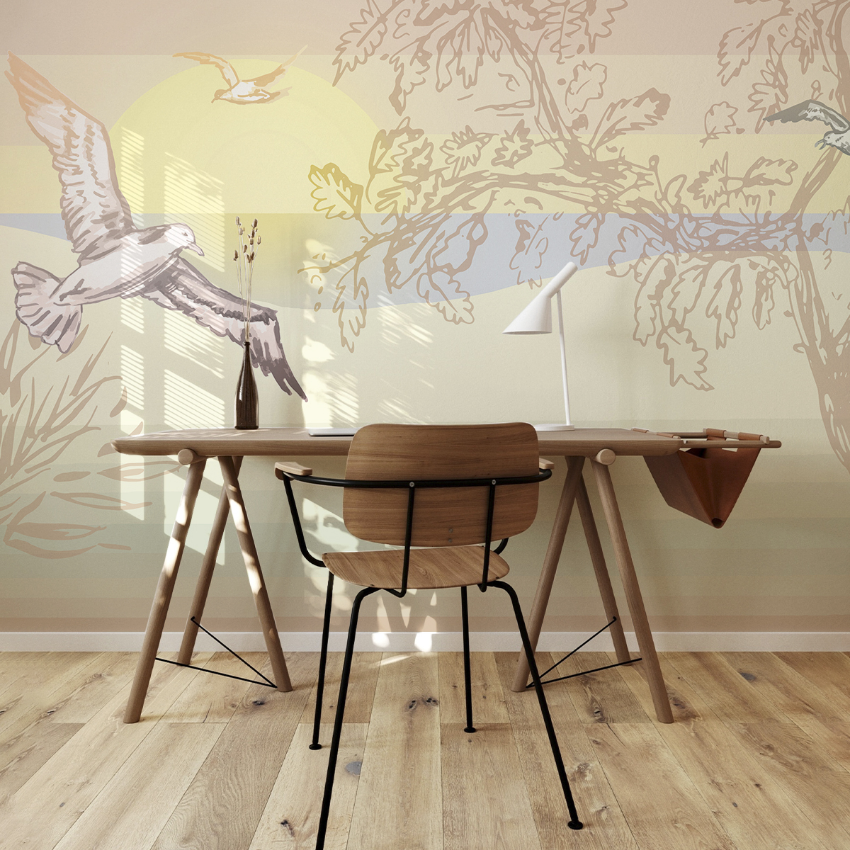 Papier peint panoramique L'Ile aux oiseaux - Collection Lili Bambou Design - Acte-Deco