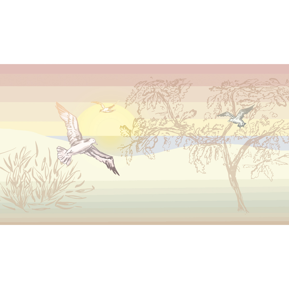 Carta da parati panoramica L'Ile aux oiseaux - Collezione Lili Bambou Design - Acte-Deco